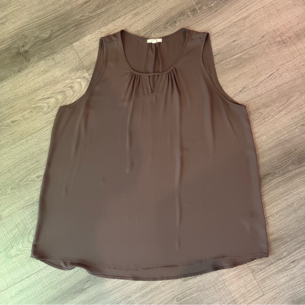 Pleione Sleeveless Taupe/Brown Blouse—XL